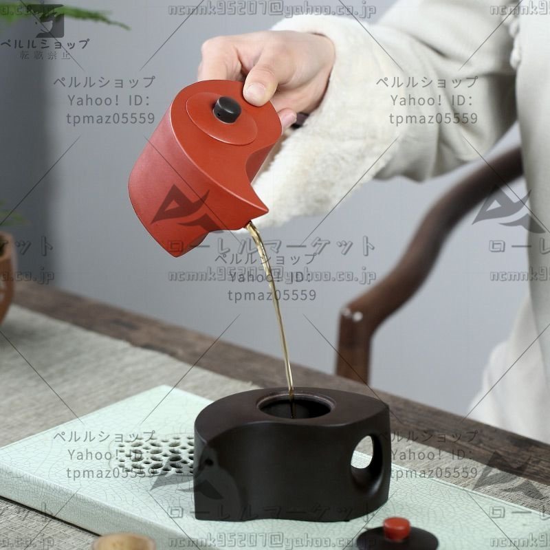 紫砂陶器の急須*2 赤+黒の太極模様のティーポット 彫刻工芸 紫砂陶器の急須*2 赤+黒の太極模様のティーポット 彫刻工芸