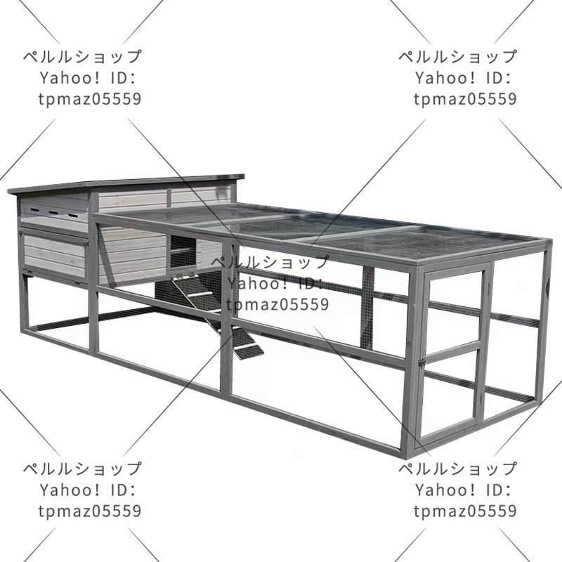 家庭用 ビッグサイズ 鶏かご 鶏ハウス 大型 木製 室外 鳩小舎 卵舎 ビッグゲージ ウサギゲージ ウサギハウス 307.5*102.5*124cm_画像8