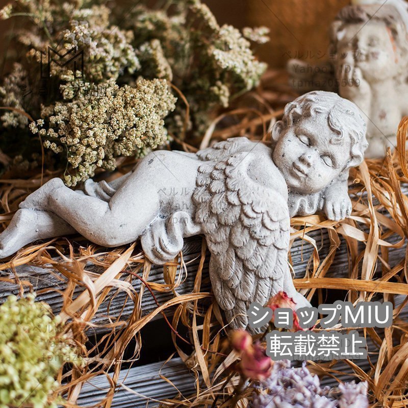 眠る天使 エンジェル 赤ちゃん 西洋彫刻 彫像 置物 フィギュリン オブジェ 雑貨 中世デザイン ストーン風 贈り物 ハンドメイド 樹脂_画像1