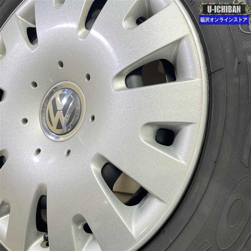 VW ポロ 9N 等 VW ポロ 9N 純正スチール 6-14+43 5H100 ヨコハマ エコスES300 185/60R14 14インチ 4本セット 009_画像3