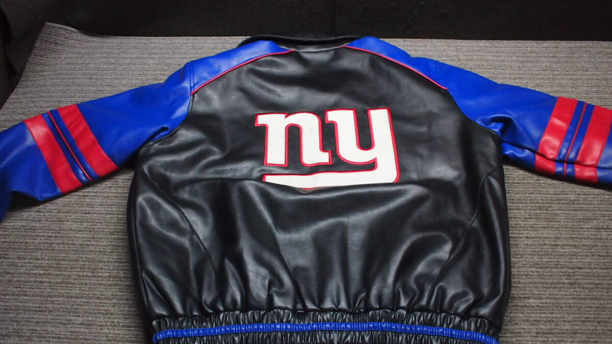 ▲B3-50 NFL GIANTS レザージャケット リアルレザー サイズL 現状品_画像7