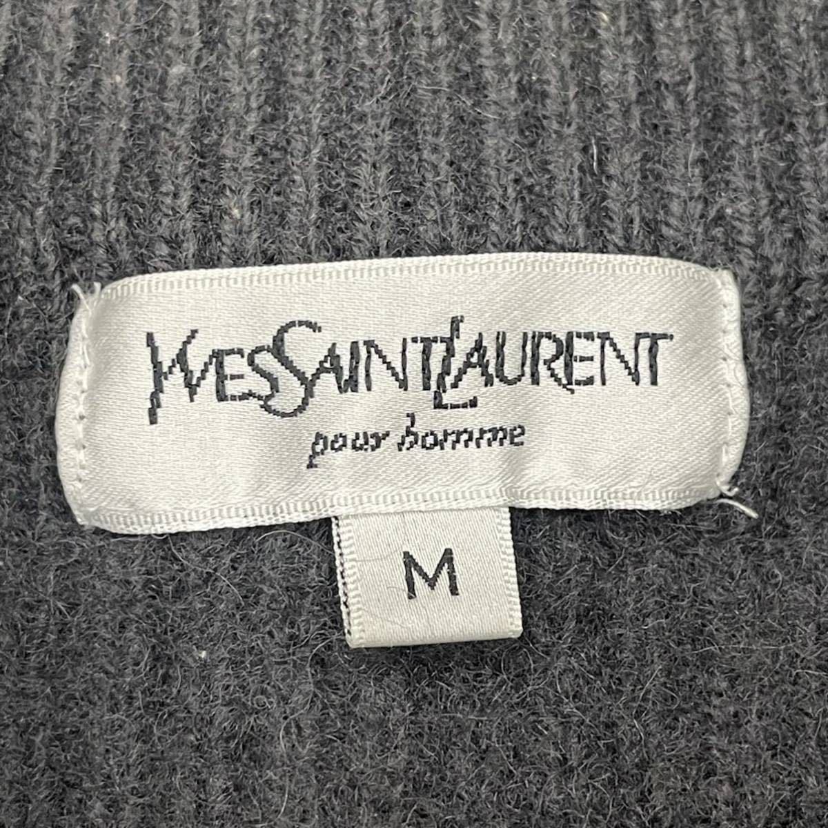 Yves Saint Laurent イブ サンローラン ウール wool 100%ニット セーター レディース 約 M サイズ 相当 ダーク グレー ヴィンテージ _画像7