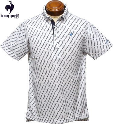 【ホワイト M】 ルコックゴルフ ボタンダウン半袖ポロシャツ メンズ QGMVJA07 吸汗速乾 UVケア ストレッチ 半袖シャツ 半袖ポロシャツの画像1