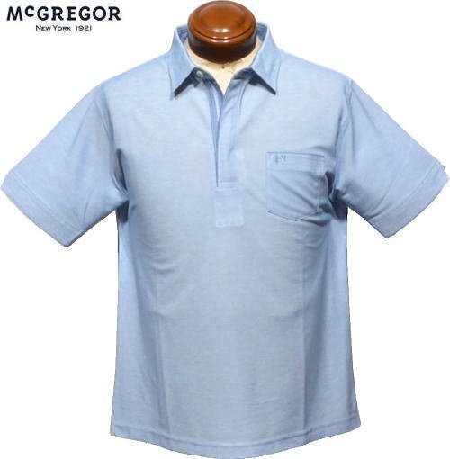 【ブルー Mサイズ】 マグレガー 半袖ポロシャツ メンズ 111623501 手洗い可 吸汗速乾 半袖シャツ