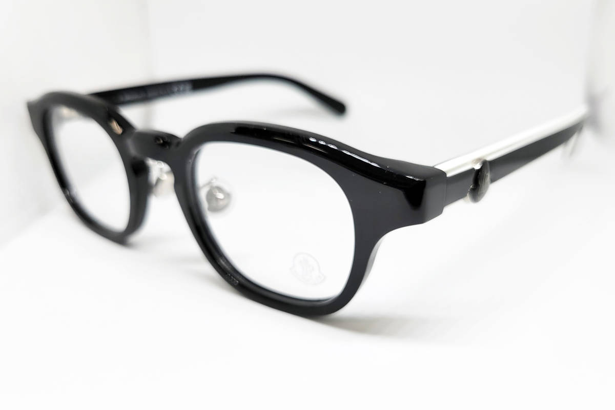 値下 MONCLER モンクレール 正規品 眼鏡フレーム ML5184D-001 ブラック 黒縁 ダウンケース付 ウェリントン 新品 太縁の画像3