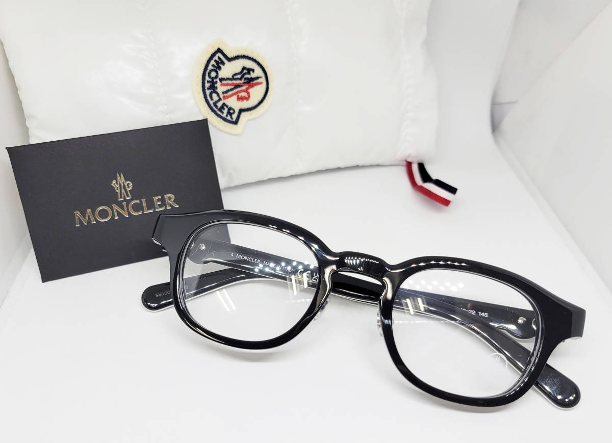 値下 MONCLER モンクレール 正規品 眼鏡フレーム ML5184D-001 ブラック 黒縁 ダウンケース付 ウェリントン 新品 太縁の画像7