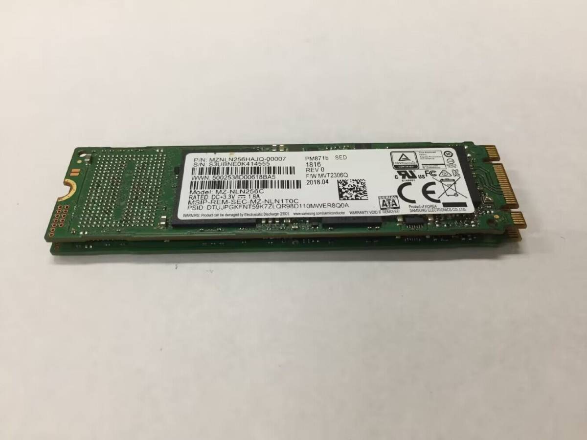 2 SAMSUNG サムスン m.2 SSD SATA 保証あり 2枚セット 中古品 256GB SAMSUNG サムスン m.2 SSD SATA