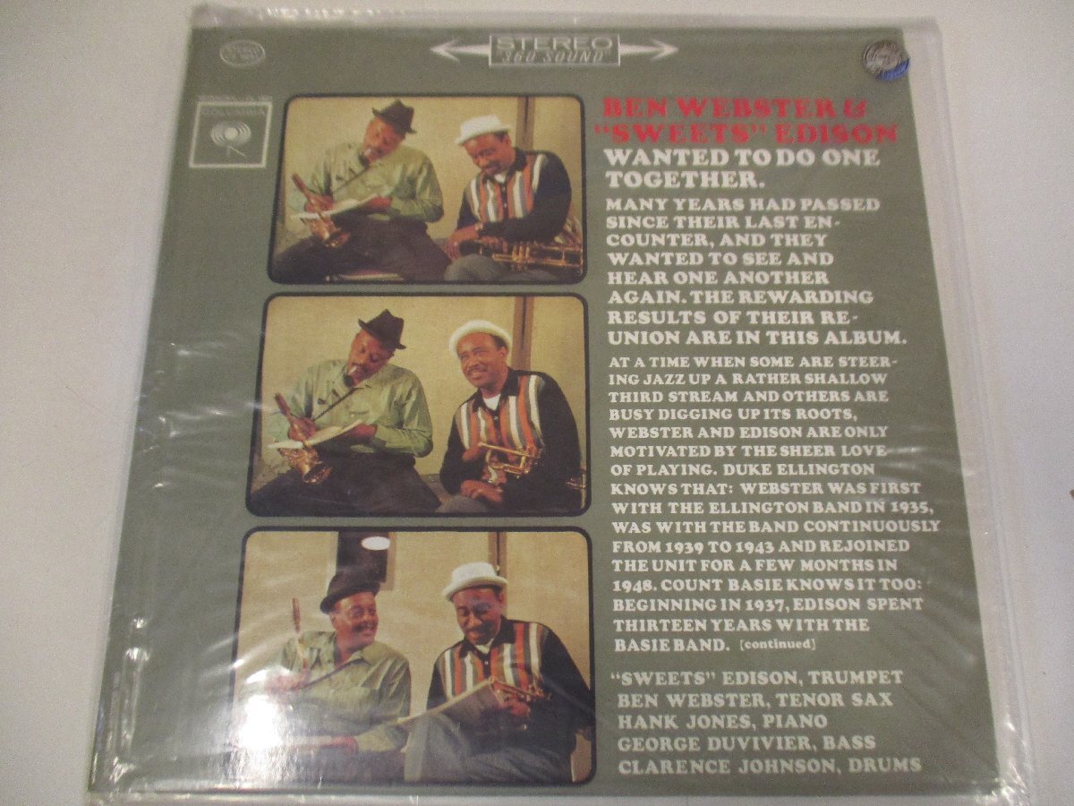 未開封 重量盤LP『Ben Webster & Sweets Edison / Wanted To Do One Together』 (Z3)　_画像1