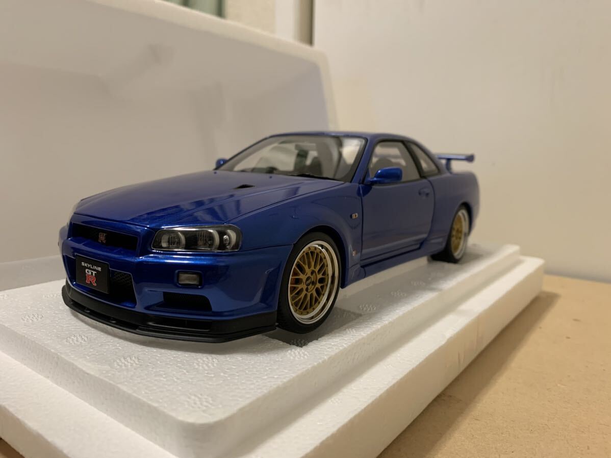 1/18 AUTOart 日産 スカイライン GT-R BNR34 BBS ベイサイドブルー オートアート の画像2