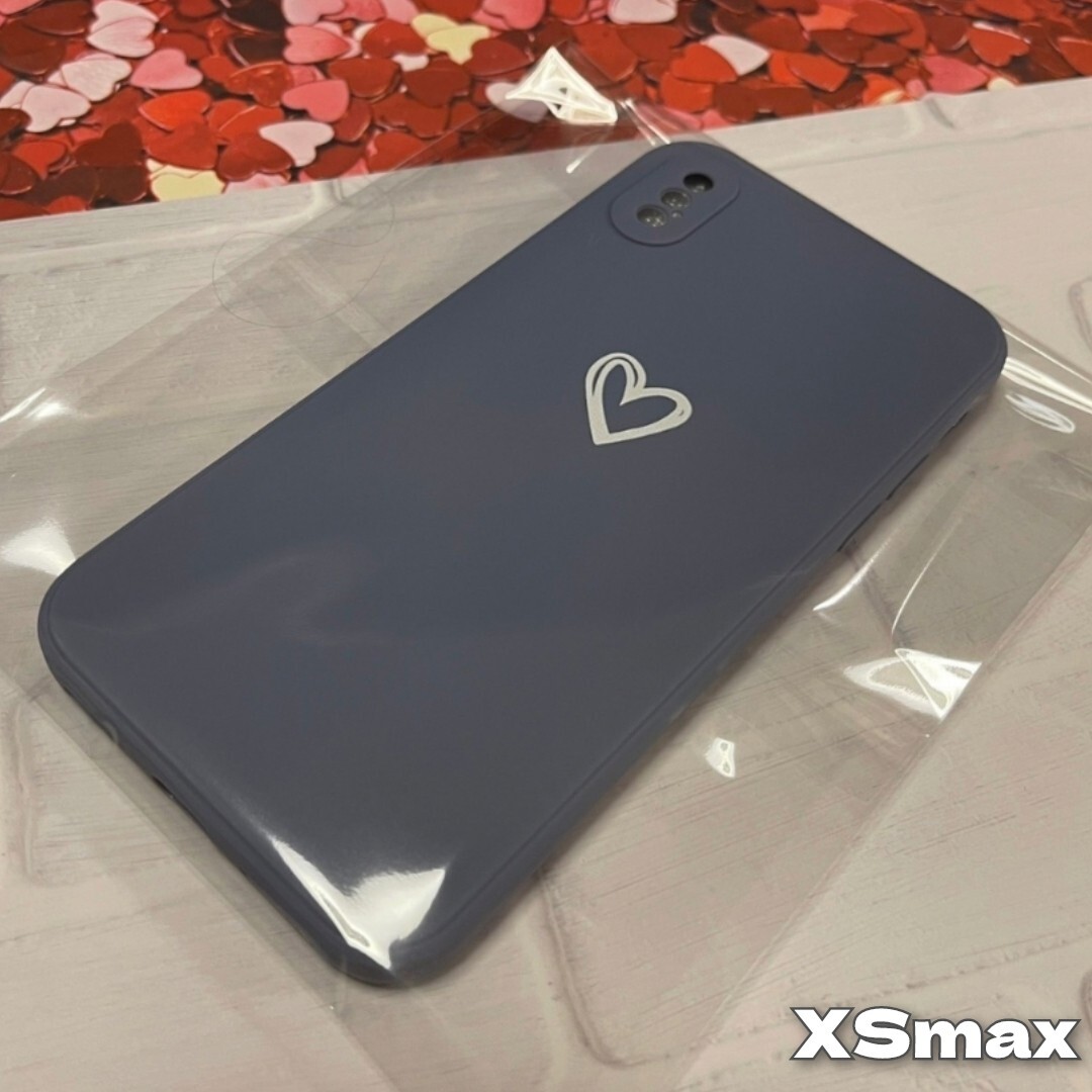 iPhoneXSmax iPhoneケース iphoneカバー ブルー ハート おしゃれ かわいい くすみカラー TPUケース ネイビー 青紫_画像10