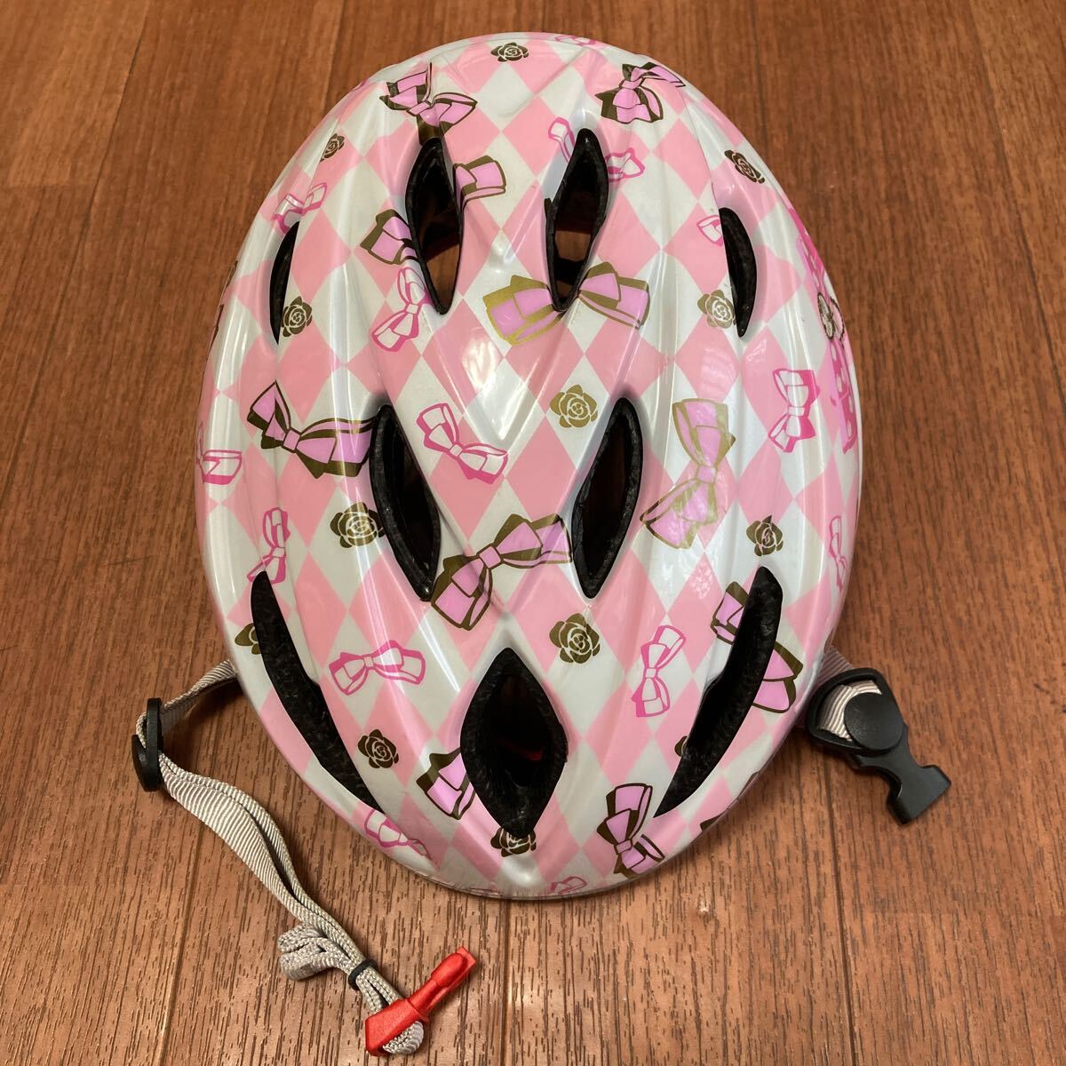 OGK 自転車ヘルメット キッズ用幼児用児童用 ガールズ 可愛い ピンク リボン＆フラワー 自転車用ヘルメットの画像1