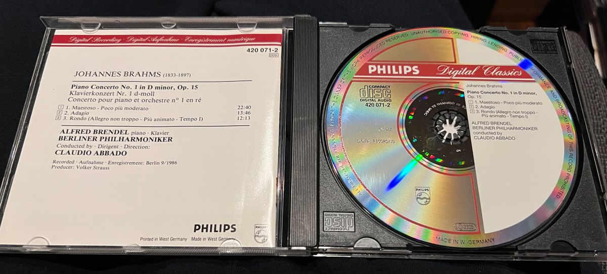ブレンデル(ピアノ) アバド/ベルリンフィル　ブラームス　ピアノ協奏曲第1番　PHILIPS輸入盤CD 中古品