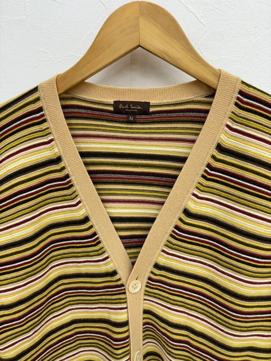 高級【美品】Paul Smith COLLECTION ポールスミス コレクション マルチボーダー ウールニット カーディガン M メンズ WOOL100% 長袖 ニット_画像2