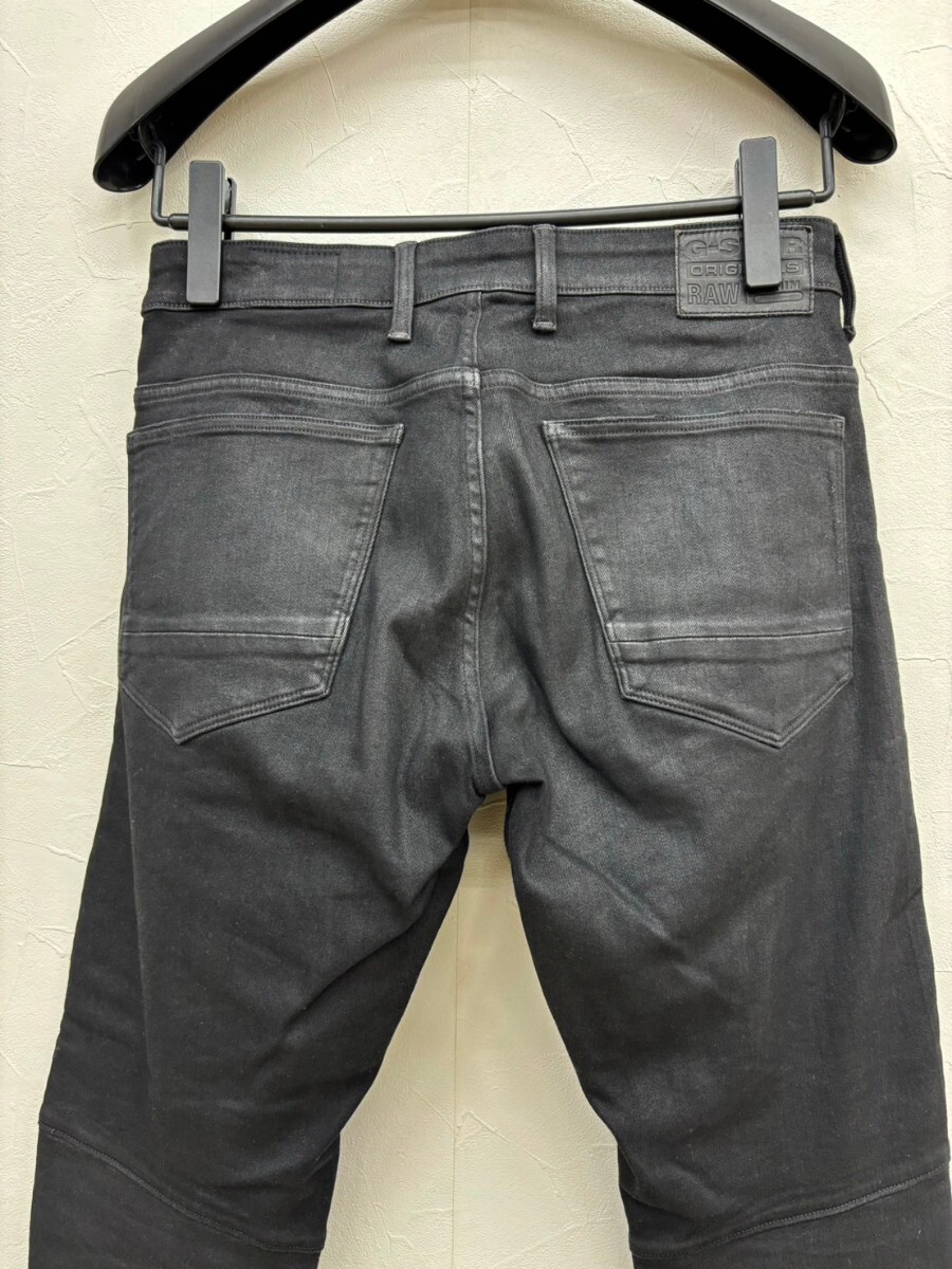 美品 ジースターロウ Longueur Largo Lunghezza AIR BLAZE 3D SKINNY ブラックデニム ストレッチ バイカーパンツ W32 ジーンズ (ディーゼル_画像5