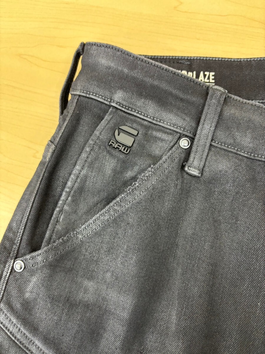 美品 ジースターロウ Longueur Largo Lunghezza AIR BLAZE 3D SKINNY ブラックデニム ストレッチ バイカーパンツ W32 ジーンズ (ディーゼル_画像10