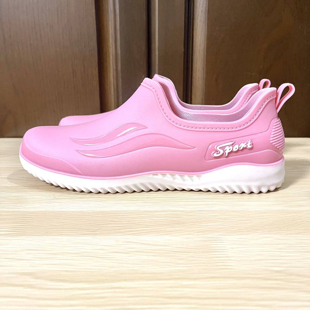  rain shoes lady's rain sneakers lovely complete waterproof ..... pink 23.0