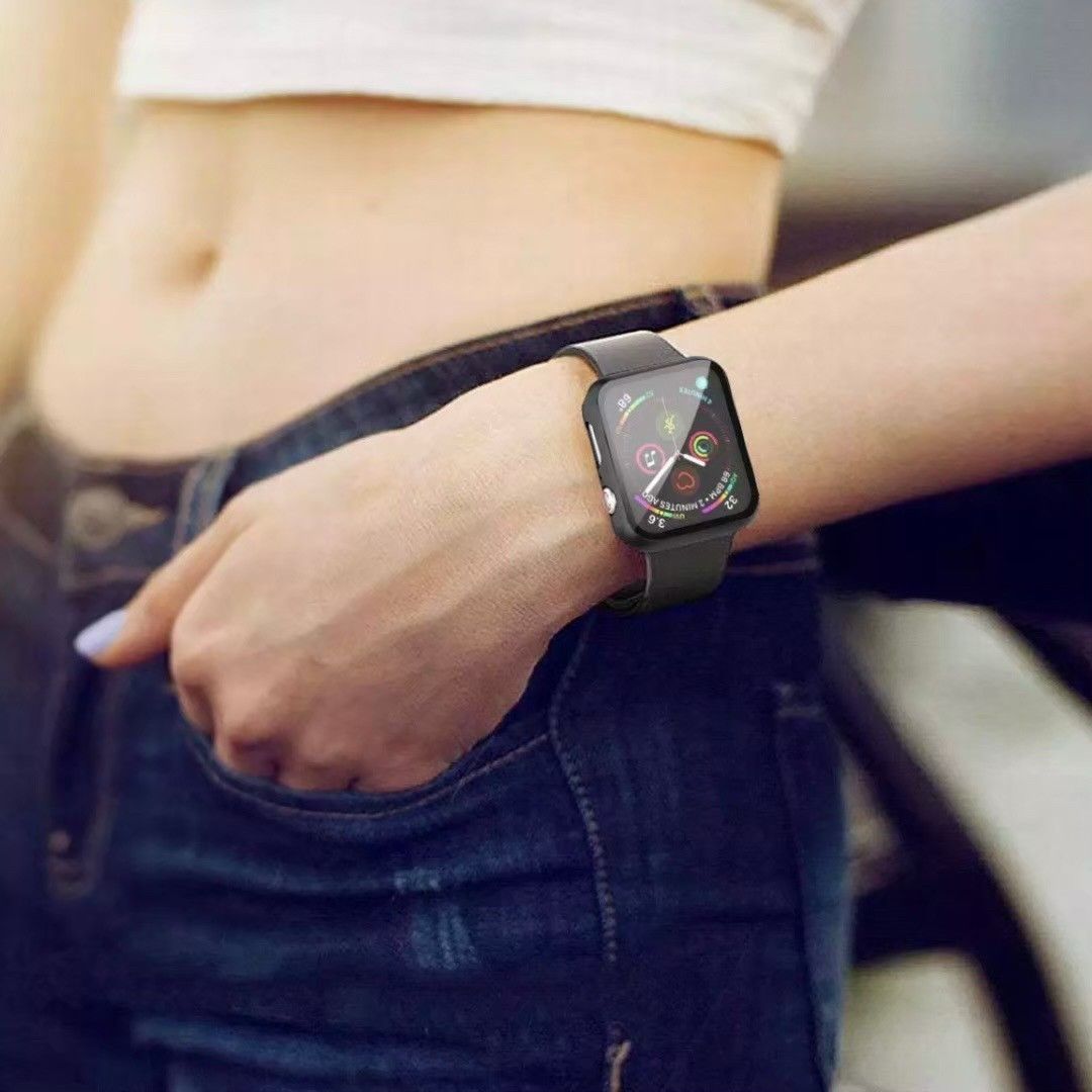 Apple Watch 44㎜ スペースアッシュ 黒系 カバー アップルウォッチ ケース  表面カバー