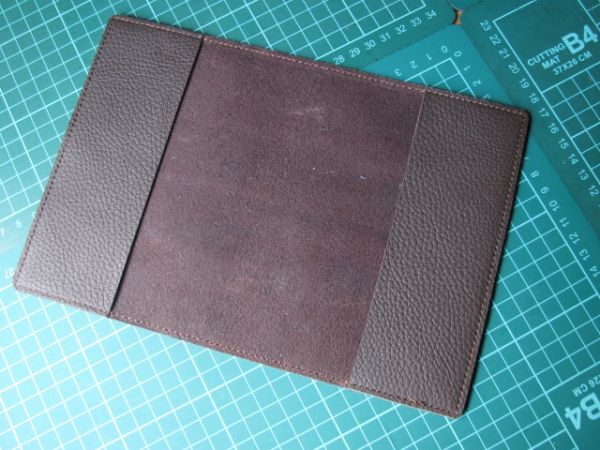 (b24) original leather book cover library book@ size . river tall size correspondence cow shrink leather ( dense brown )W245