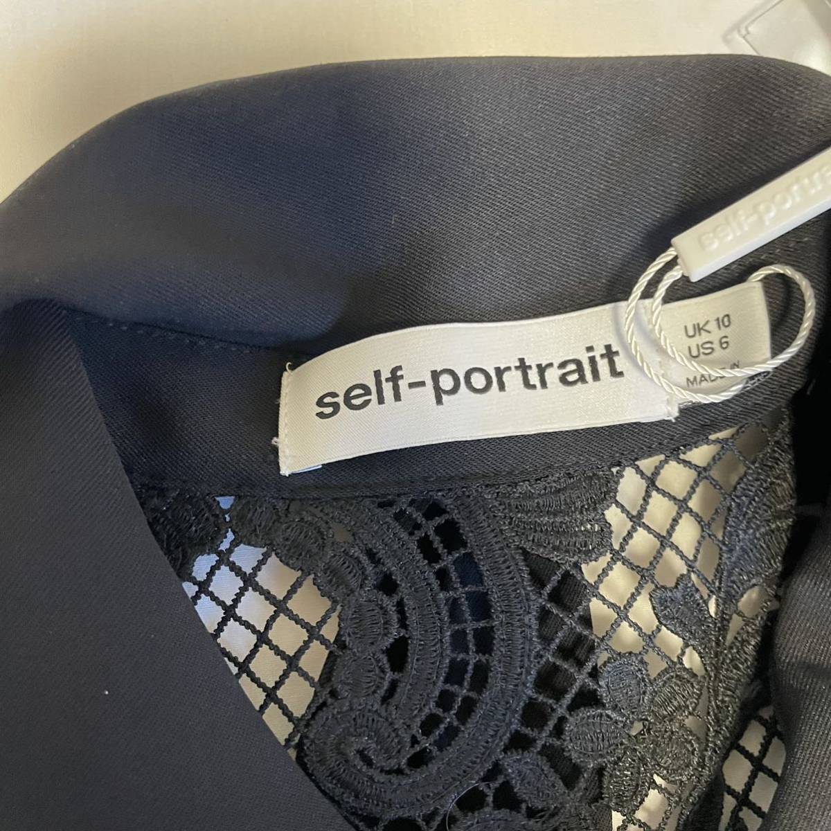 self-portrait lady's total lace bra light black black short sleeves shirt tops self portrait unused tag attaching back ribbon 