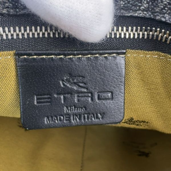 【極美品】ETRO エトロ トートバッグ ペイズリー PVC レザー メンズ 黒 ブラック ビジネス A4可 1円_画像10