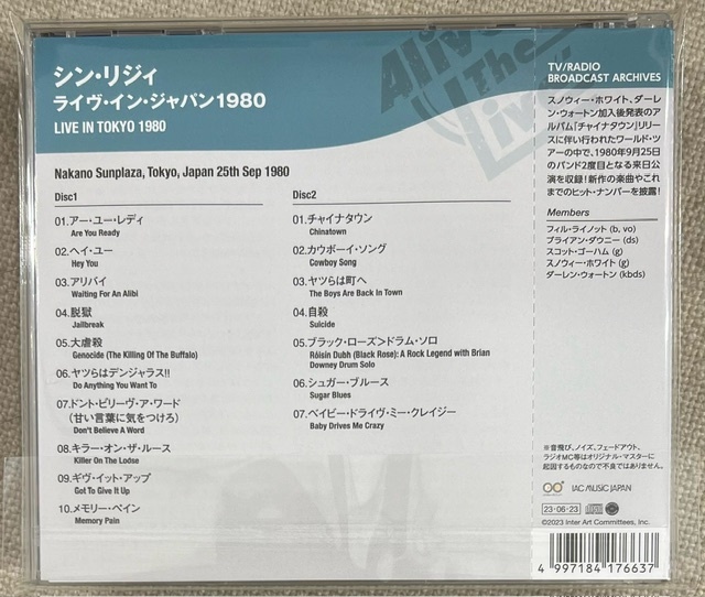 帯付【国内2CD】THIN LIZZY シン・リジィ LIVE IN TOKYO 1980 IACD11145_画像2