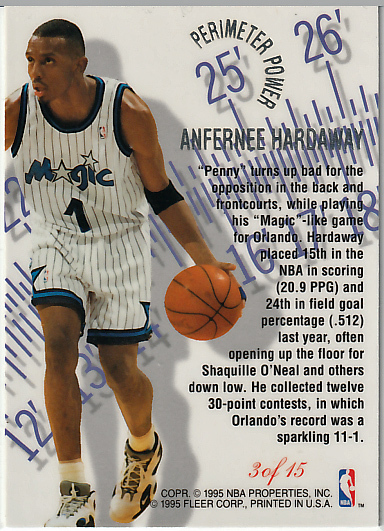 95-96 Fleer Flair PERIMETER POWER【ANFERNEE HARDAWAY】Magic_画像2