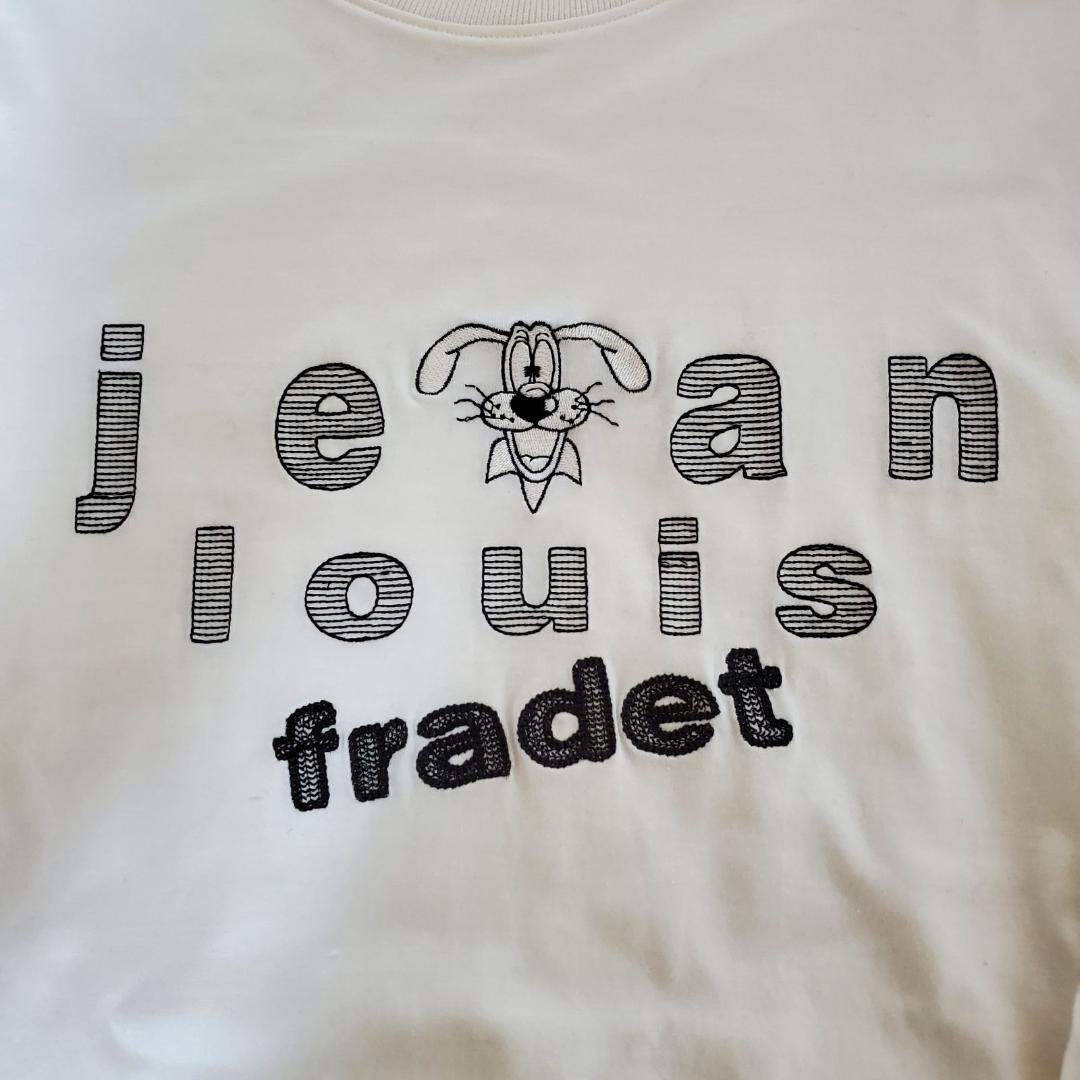 Jean Louis Fradet ジャンルイフラデ 長袖 Tシャツ ロゴ コットン ホワイト メンズ サイズL 【k231】