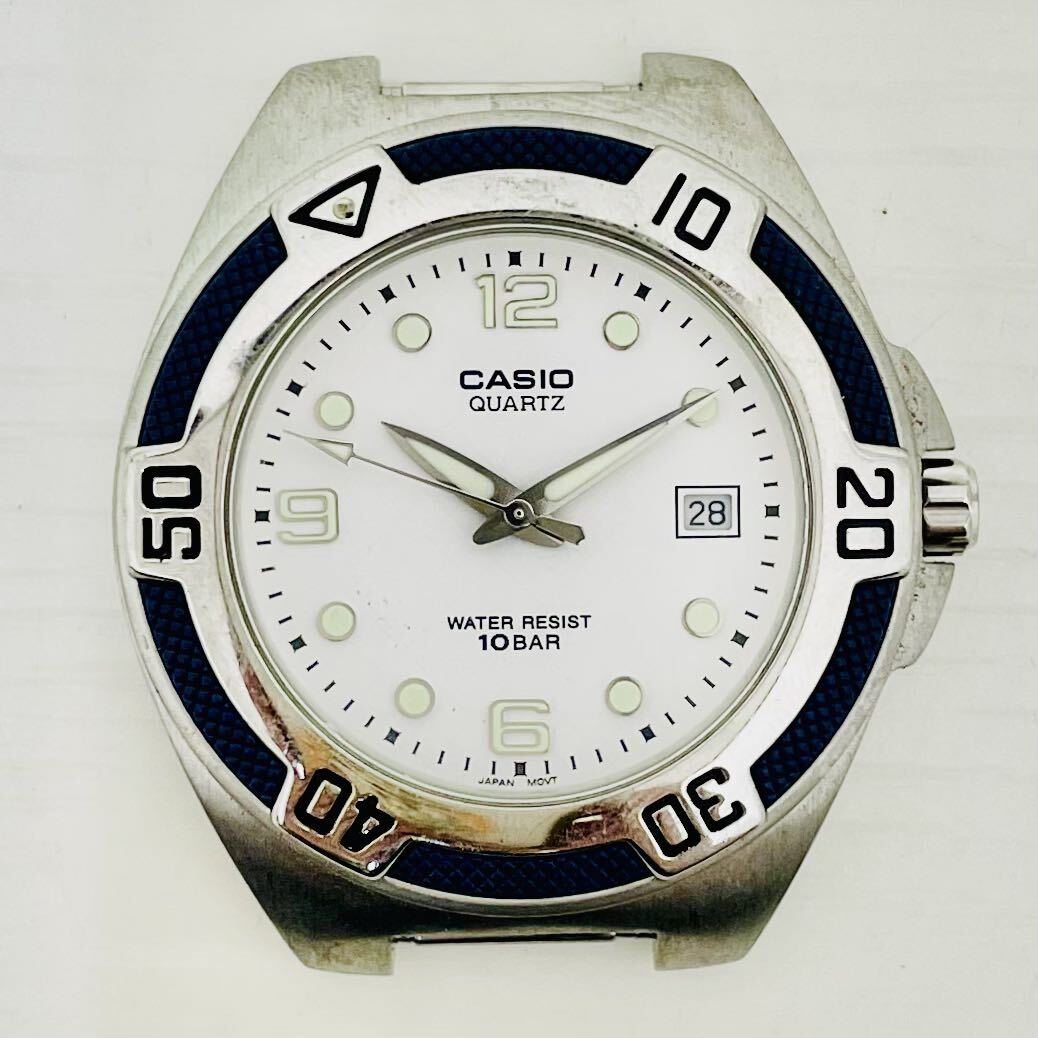 267 CASIO カシオ EF-101 メンズ腕時計 腕時計 時計 フェイス のみ 白文字盤 3針 デイト表示 10気圧防水 クオーツ クォーツ Quartz QZ AT_画像1