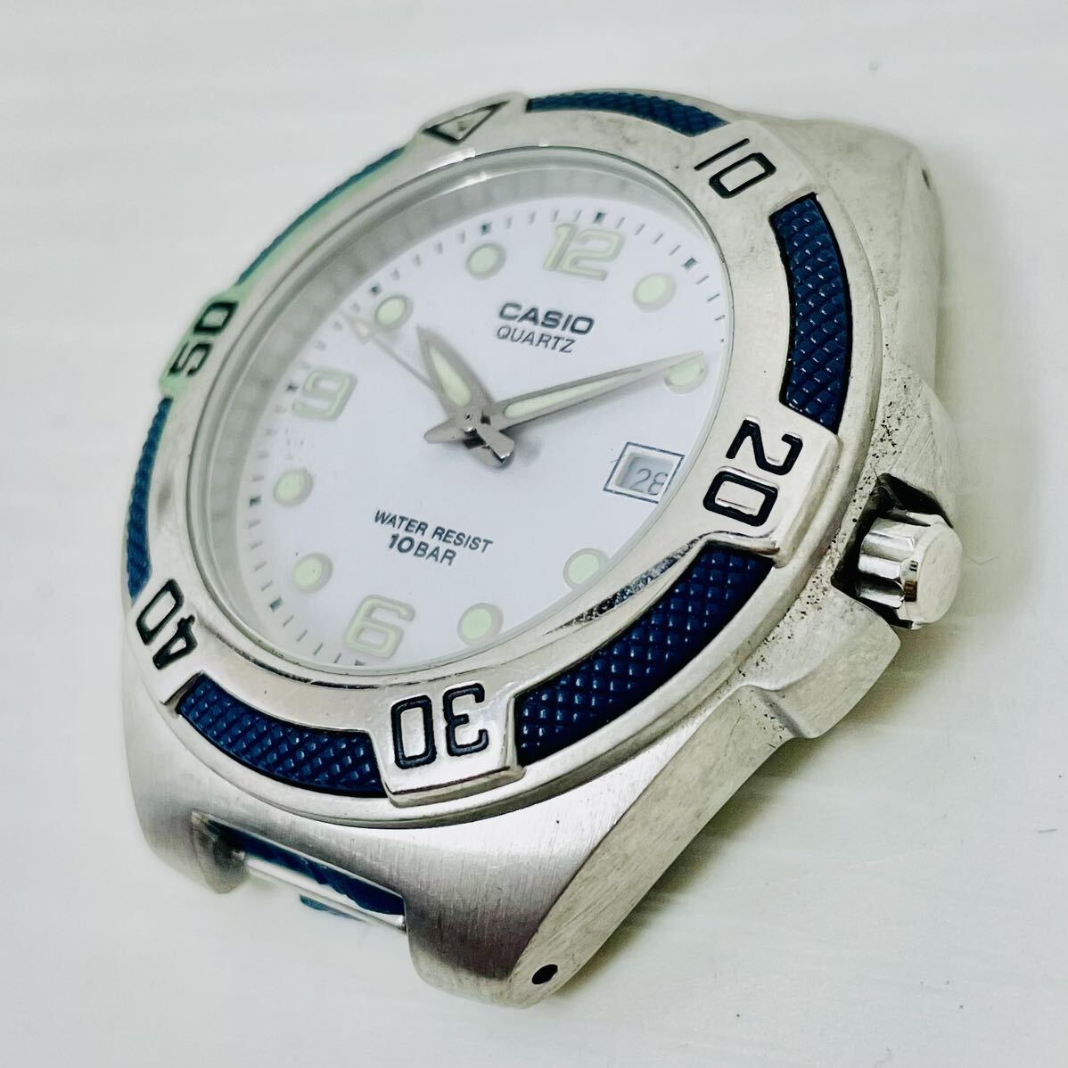 267 CASIO カシオ EF-101 メンズ腕時計 腕時計 時計 フェイス のみ 白文字盤 3針 デイト表示 10気圧防水 クオーツ クォーツ Quartz QZ AT_画像2
