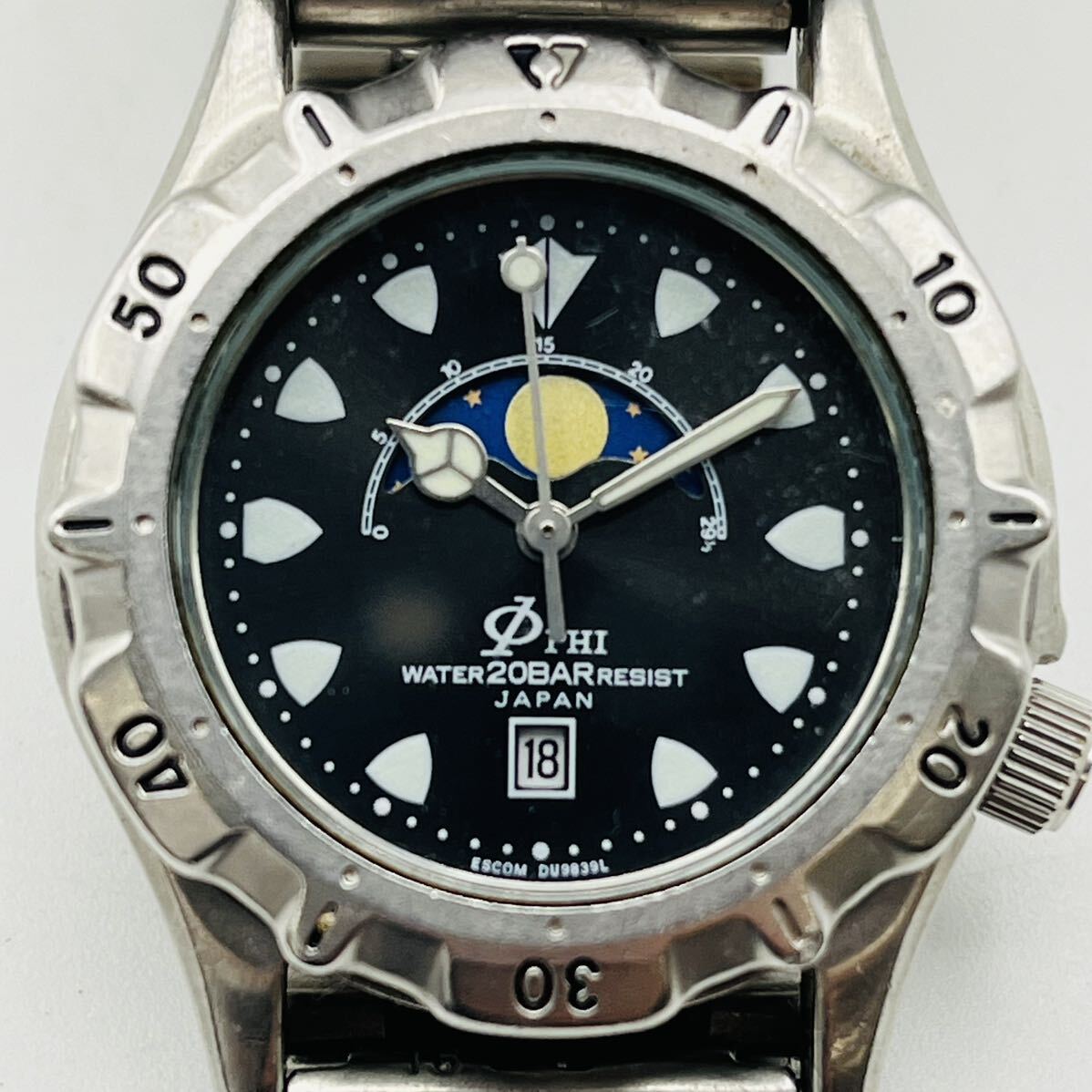 177 ESCOM QUARTZ PHI メンズ腕時計 腕時計 時計 クオーツ クォーツ 20BAR 3針 カレンダー TI_画像2