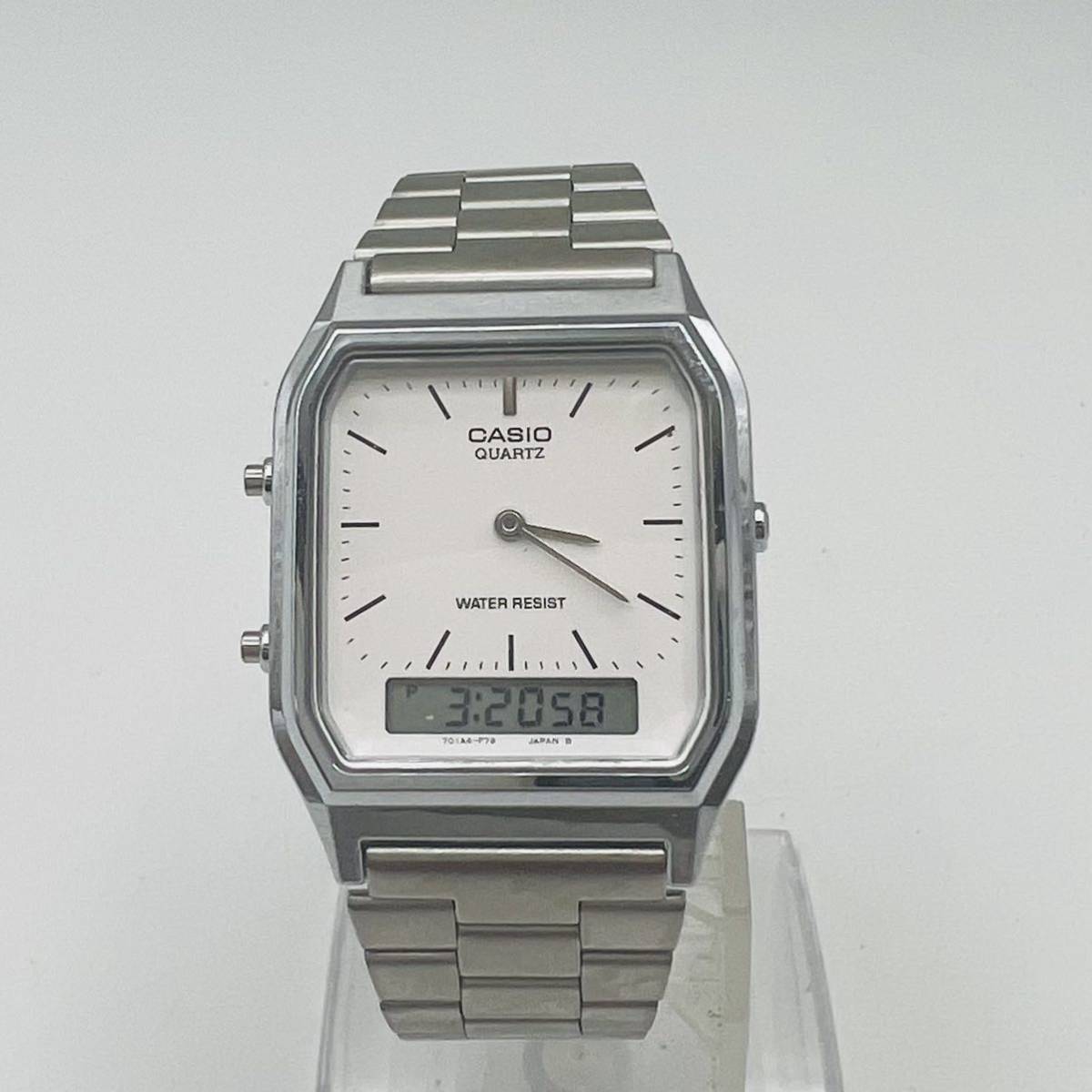 ★稼動品★ 169 CASIO カシオ 腕時計 シルバー AQ-230 WATER RESIST アナデジ IH_画像3