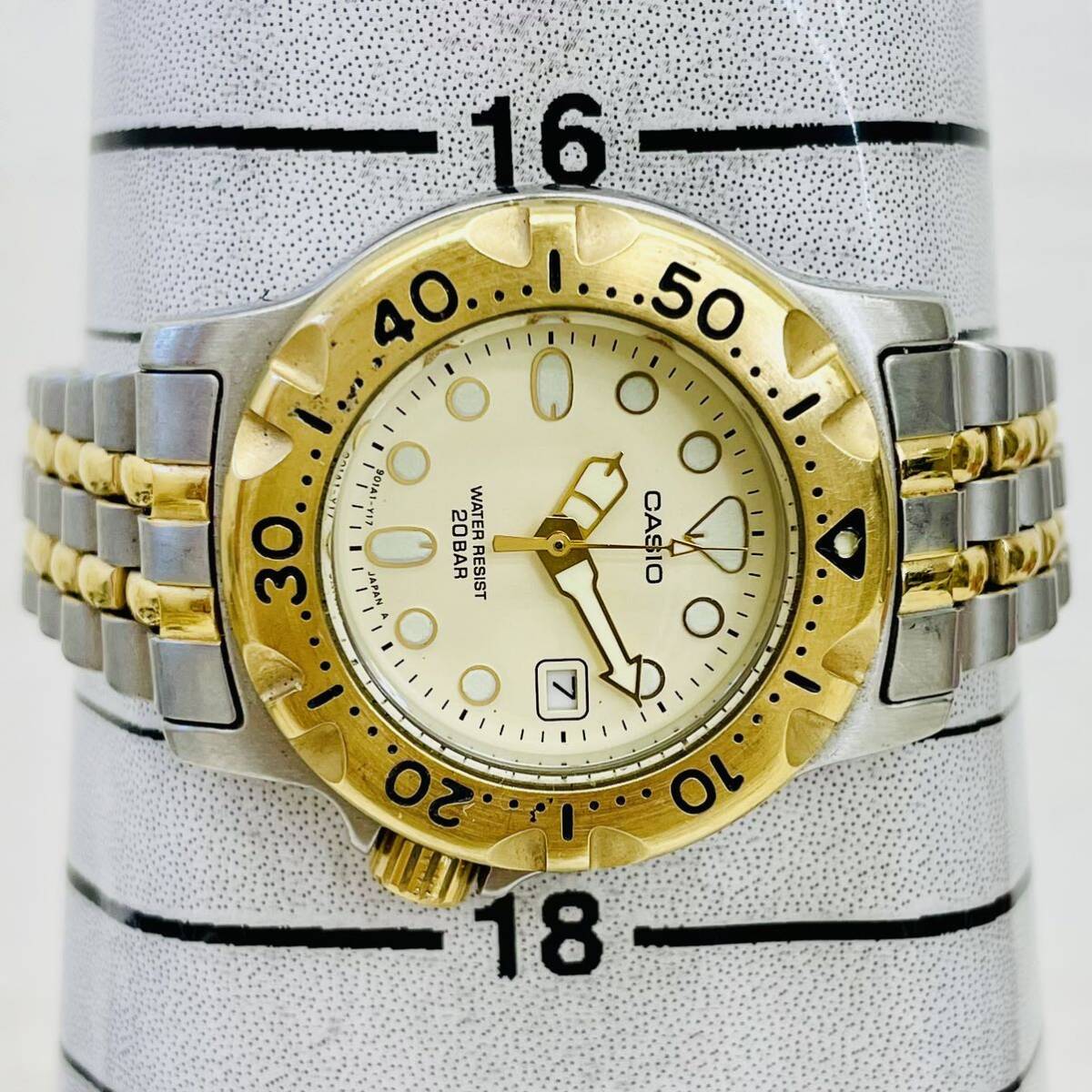 37 CASIO カシオ LD-724 レディース腕時計 腕時計 時計 ベージュ文字盤 3針 デイト表示 20気圧防水 金銀 ゴールドシルバー クォーツ QZ AT_画像5