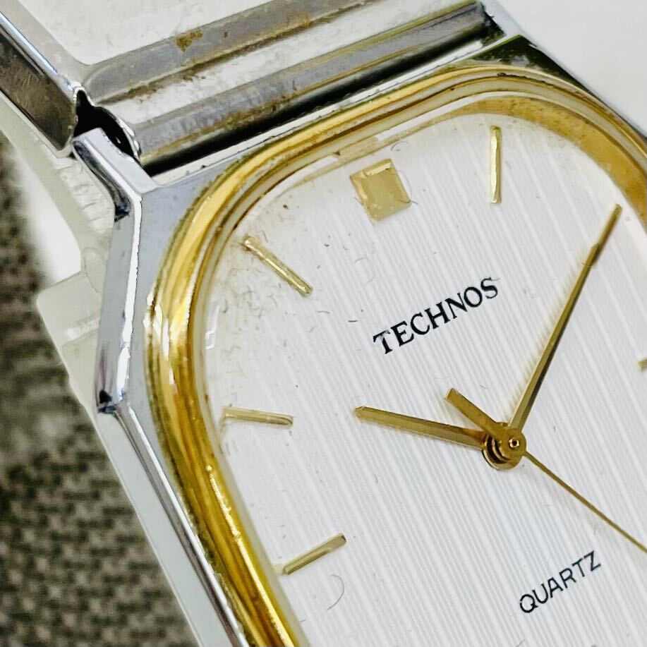 34 TECHNOS テクノス 160060.61 メンズ腕時計 腕時計 時計 白文字盤 3針 クオーツクォーツ Quartz QZ 伸縮バンド 銀 シルバー Swiss ATの画像7