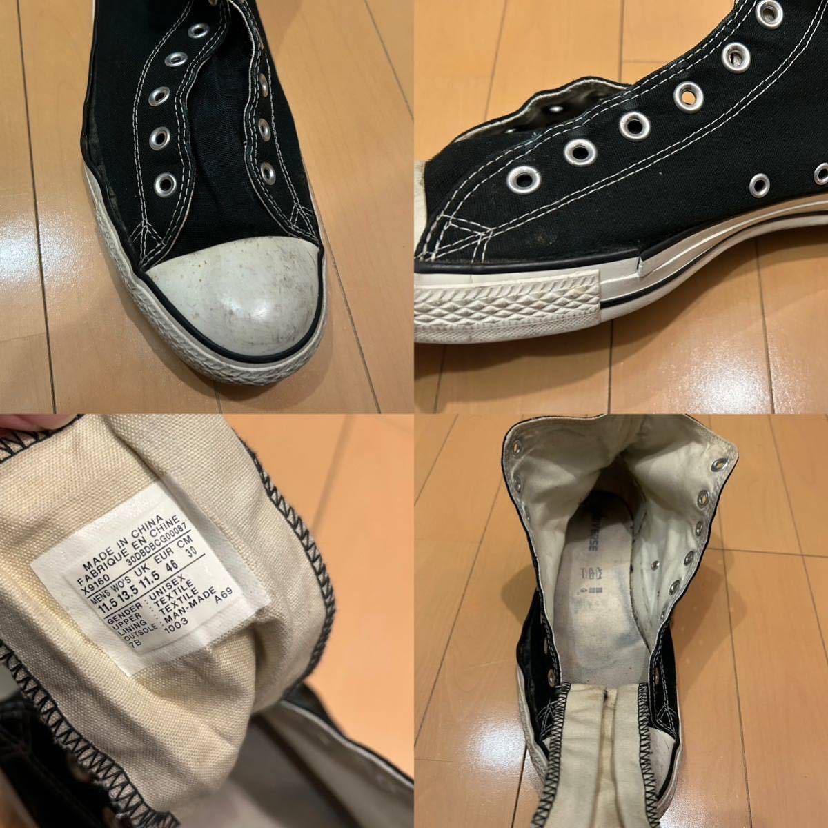 CONVERSE ALL STAR Hi Cut Black コンバース オールスター ハイカット ブラック 黒 11ハーフ X9160 Big Size ビッグサイズ スニーカー_画像3