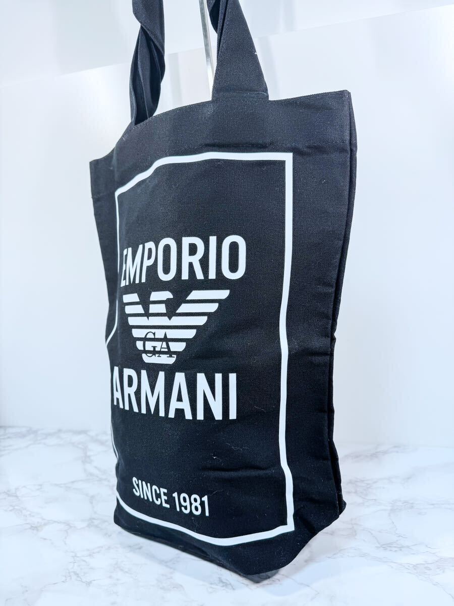 【新品未使用】　EMPORIO ARMANI アルマーニ　ビッグロゴ　キャンバス ブラック　黒　トートバッグ ハンドバッグ　大容量　メンズ_画像4