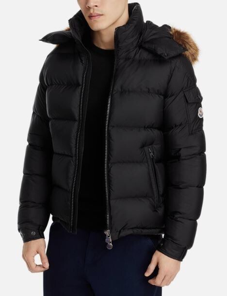 22AW Moncler Мех Нейлоновый пуховик Черный MONCLER Domestic Genuine #A3