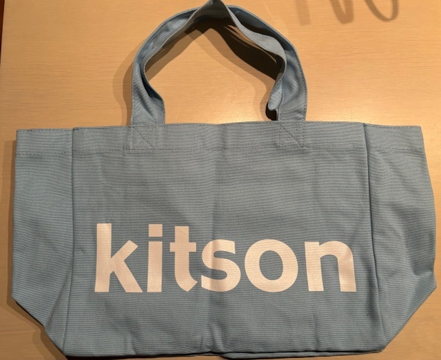 kitson キットソン　水色　バッグ　トート　キャンバス地　中　ブルー　白字　コットン　未使用_画像1
