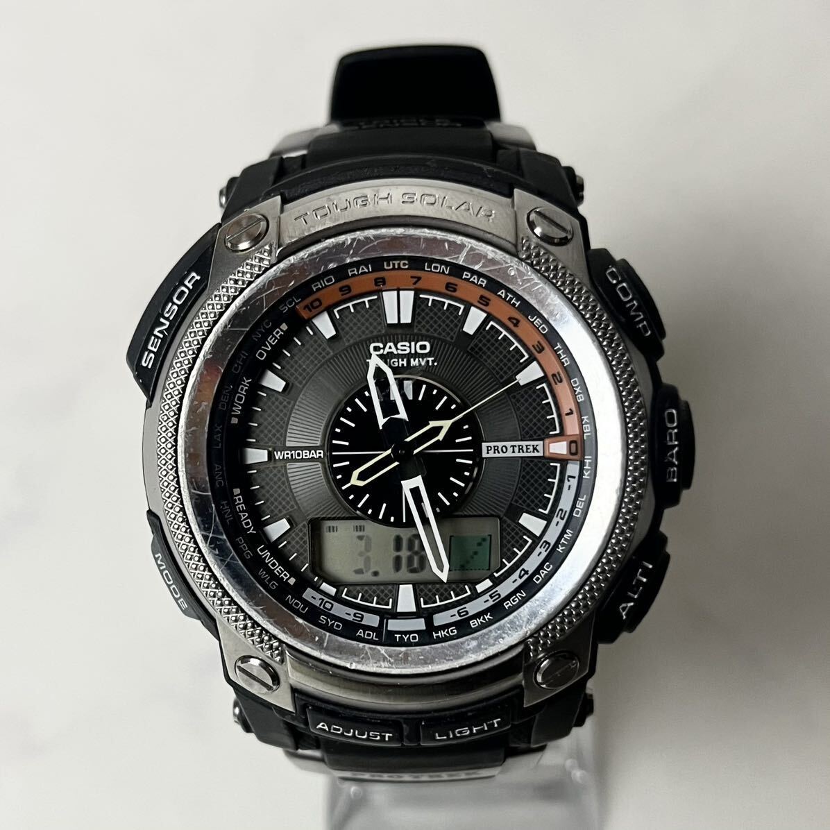 【実働】 希少 CASIO カシオ PRW-5000 PRO TREK プロトレック アナデジ クオーツ 腕時計 ウォッチ タフソーラー メンズ 稼働品_画像5