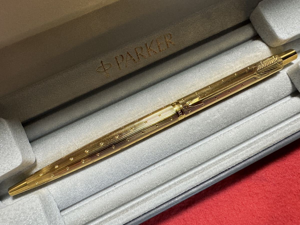 【美品】PARKER ゴールド ノック式ボールペン 91年 FRANCE製_画像1