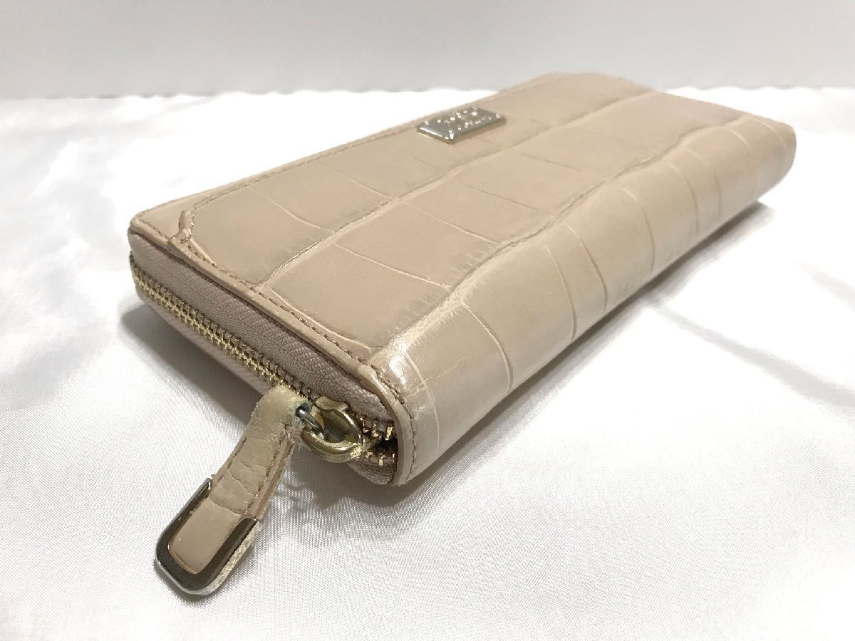 ■【YS-1】 コーチ COACH 長財布 ■ 型押し ラウンドファスナー ■ ベージュ 薄茶系 10cm×19.5cm×2.5cm 【同梱可能商品】■D_画像4