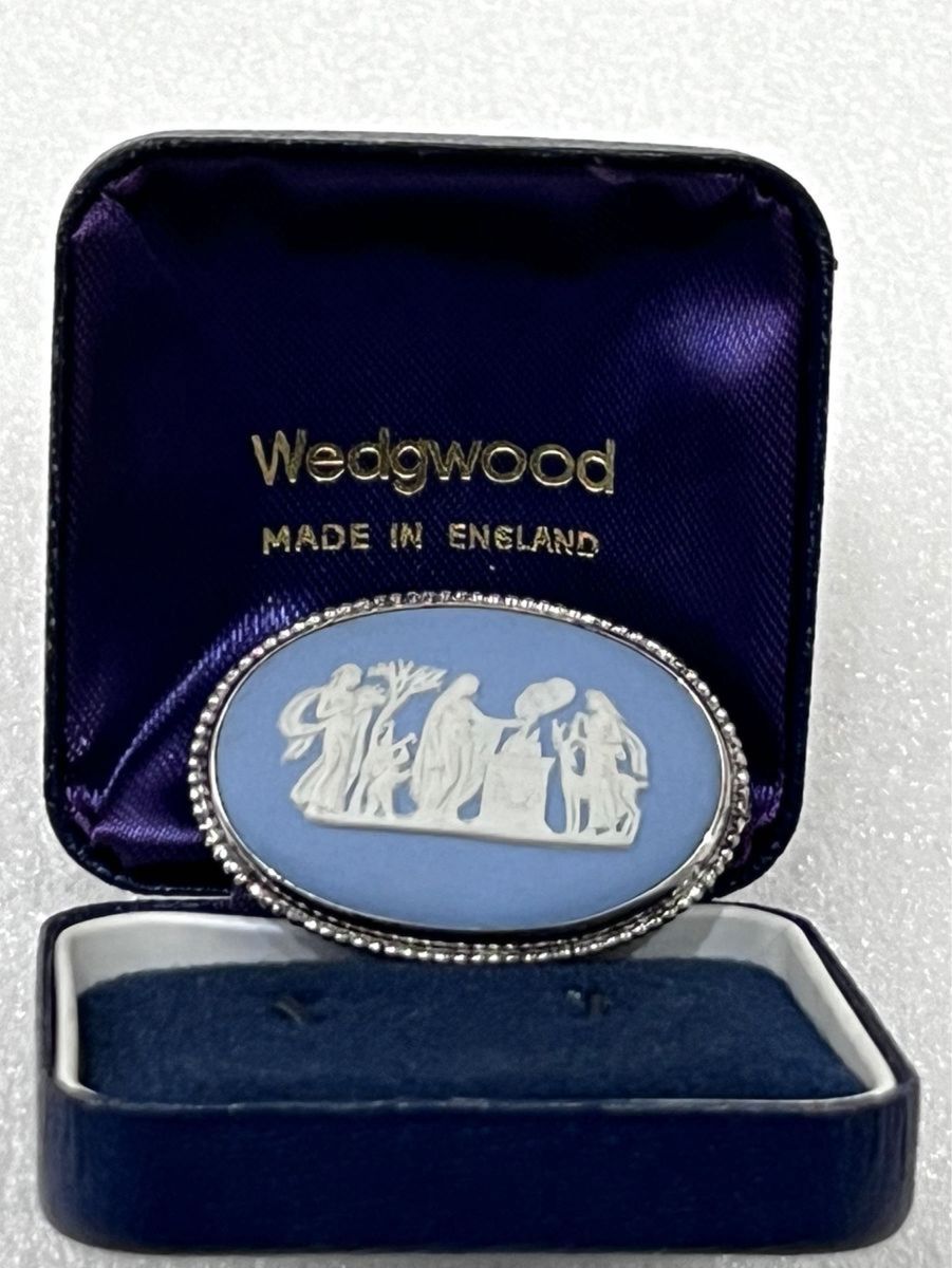 ウェッジウッド ブローチ アンティーク ジャスパーペールブルー　WEDGWOOD アンティークブローチ