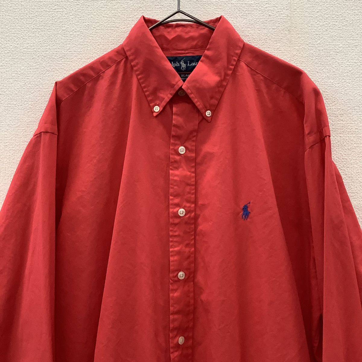 Ralph Lauren BLAKE ラルフローレン ボタンダウン 長袖シャツ 大きめ 赤 size M 75687_画像1