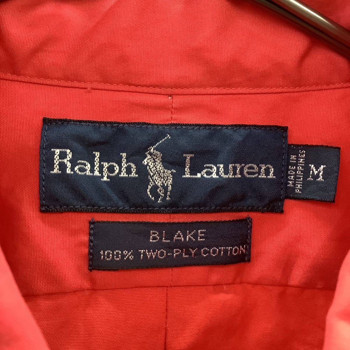 Ralph Lauren BLAKE ラルフローレン ボタンダウン 長袖シャツ 大きめ 赤 size M 75687_画像6