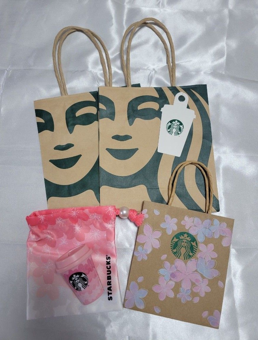 STARBUCKS　SAKURA　 スターバックス　ミニ巾着　ミニカップ 　ショッパー　 紙袋 　手提げ袋　