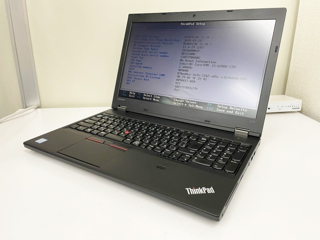 【UEFI起動確認済み／中古】ThinkPad L570 【20JR-A0NNJP】 (Core i5-6200U, RAM4GB, HDD無し[OS無し]) ★本体＋ACアダプタ_画像1