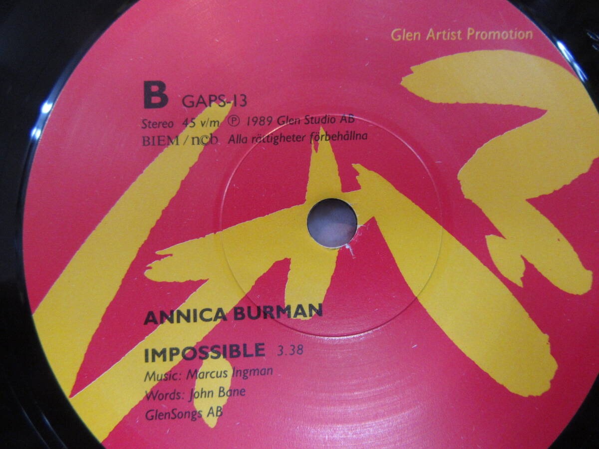 EP【Annica Burman】 I Can't Deny A Broken Heart / Impossible ●想い出はブロークン・ハート ●輸入盤/GAPS-13●シングルレコードです。の画像4