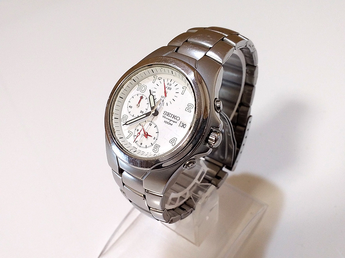 【 ジャンク 】 SEIKO 7T92-0BS0 Small Seconds Hand Chronograph Wrist Watch with Date セイコー クロノグラフ クオーツ スモセコ 腕時計_画像5