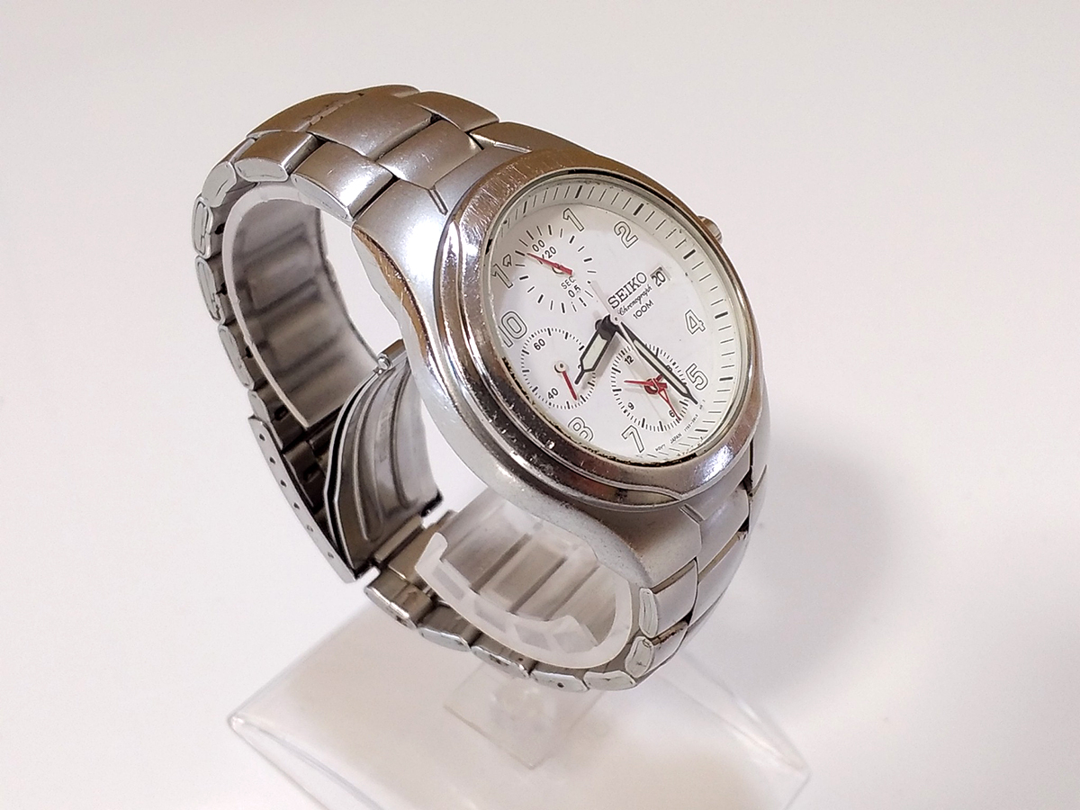 【 ジャンク 】 SEIKO 7T92-0BS0 Small Seconds Hand Chronograph Wrist Watch with Date セイコー クロノグラフ クオーツ スモセコ 腕時計_画像3