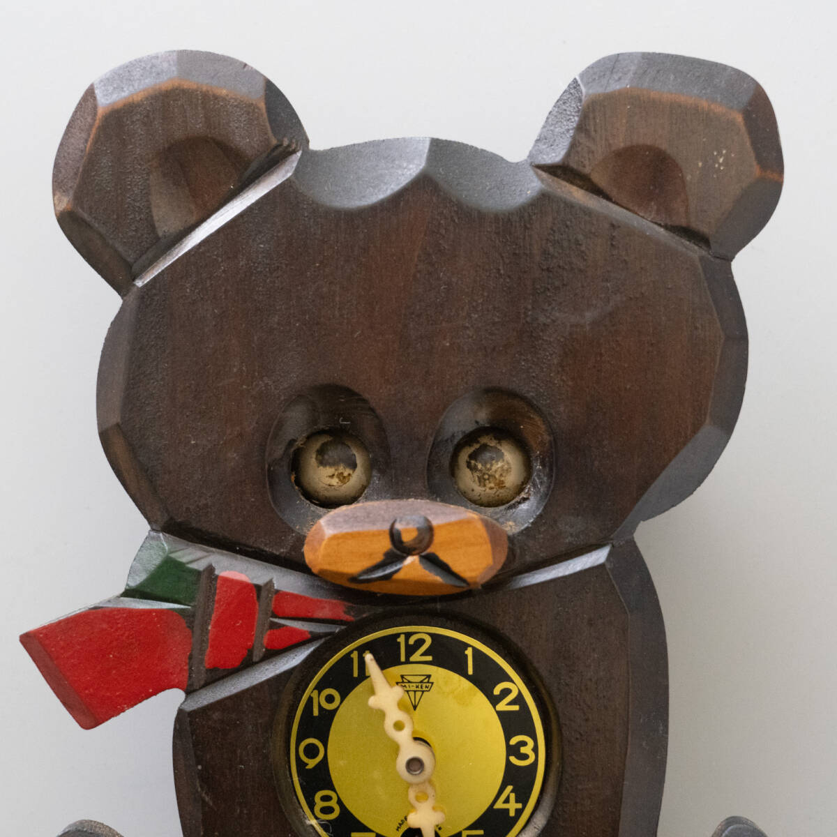 熊 木彫り ファンシークロック 置物 オブジェ 飾り 古道具 アンティーク 木彫の熊 時計 掛け時計_画像2