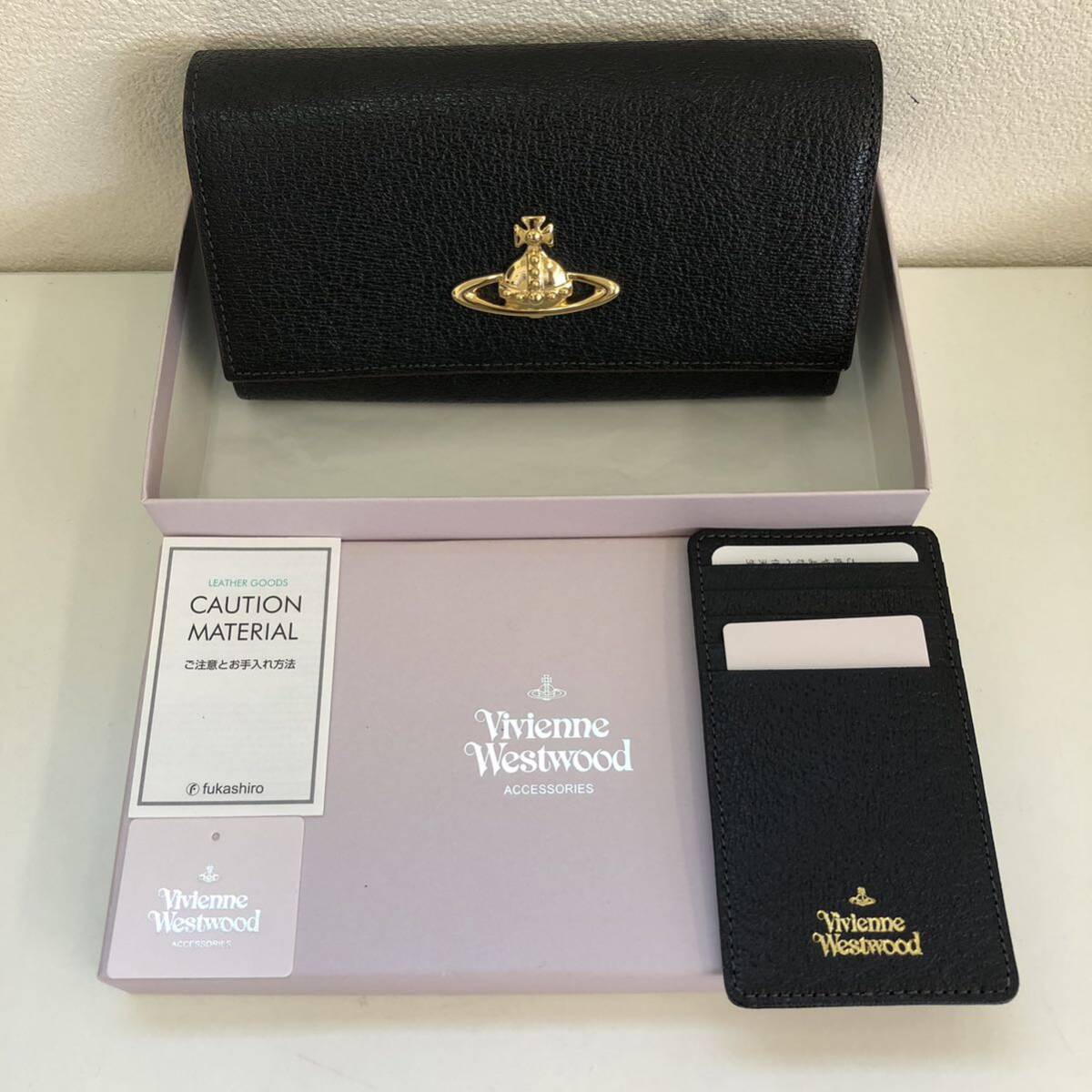 【TS0322】美品 Vivienne Westwood ヴィヴィアンウエストウッド 長財布 財布 purse wallet ブラック 黒 付属品あり箱付属 カードケース付属_画像1